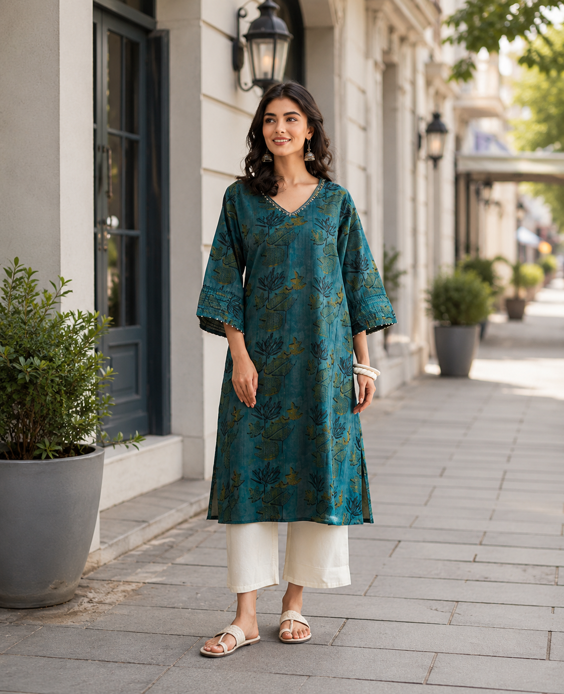 Long Kurti - V neck
